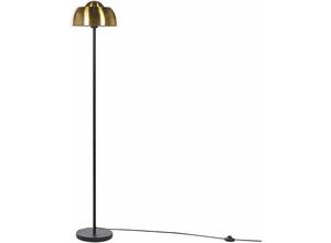 4251682279123 - Beliani - Stehlampe Gold   Schwarz 148 cm aus Stahl mit langem Kabel mit Schalter rund Industrie Look Modernes Design - Schwarz