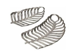 4251682279765 - Dekoschale Silber 2er Set Aluminium Monstera Blätter Schmuckschale Geschenkidee Modern Tischdeko Dekoaccessoires