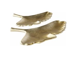 4251682279789 - Beliani - Dekoschalen Gold 2er Set Ginkgo Blätter Schmuck Tablett Schmuckschale Geschenkidee Modern Tischdeko Dekoaccessoires