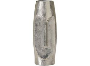 4251682279895 - Beliani - Blumenvase Silber Aluminium 32 cm mit Gesichtsmotiv Handgemacht Deko Accessoires Wohnzimmer Schlafzimmer Flur Eingangsbereich Kamin - Silber