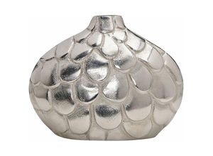 4251682279918 - Beliani - Blumenvase Silber Aluminium 26 cm mit Schuppen Struktur Handgemacht niedrig bauchig Deko Accessoires Wohnzimmer Schlafzimmer Eingangsbereich