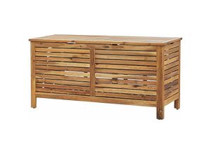 4251682279970 - Beliani - Auflagenbox Akazienholz Hellbraun 130 x 64 x 48 cm geölte Oberfläche Truhe für Terrasse Garten Balkon Landhausstil Outdoor Möbel - Heller