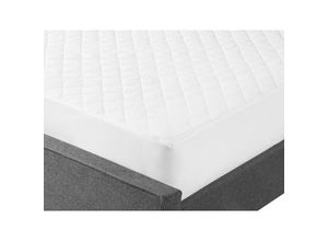 4251682280235 - Beliani - Matratzentopper Weiß Japara Baumwolle und Mikrofaser 160 x 200 cm mit Gummizug an den Ecken Versteppt Matratzenschutz Auflage für Doppelbett