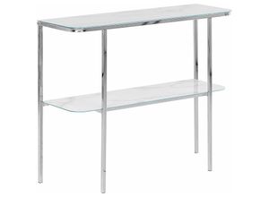 4251682280372 - Beliani - Konsolentisch Weiß Marmor Optik 100 x 35 cm Glasplatte mit Silbernen Metallbeinen Glamouröser Schminktisch für Wohnzimmer Schlafzimmer Flur 4251682280372 - Beliani - Konsolentisch Weiß Marmor Optik 100 x 35 cm Glasplatte mit Silbernen Metallbeinen Glamouröser Schminktisch für Wohnzimmer Schlafzimmer Flur