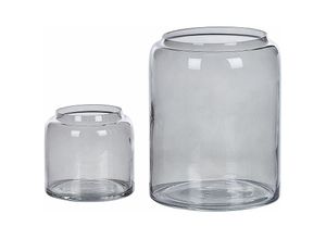 4251682280662 - Beliani - Dekovase 2er Set Grau   Transparent 11   20 cm aus Glas mit glänzender Oberfläche Wohnartikel Zubehör Dekogefäß Modern - Grau