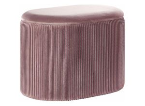 4251682280747 - Beliani - Pouf Rosa Samtstoff Plissiert Oval mit Stauraum Glamourös Modern für Wohnzimmer Schlafzimmer Esszimmer Garderobe Flur Schminktisch