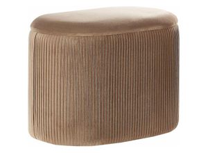 4251682280754 - Beliani - Pouf Beige Samtstoff Plissiert Oval mit Stauraum Glamourös Modern für Wohnzimmer Schlafzimmer Esszimmer Garderobe Flur Schminktisch