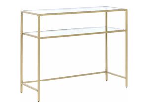 4251682281065 - Beliani - Konsolentisch Gold   Transparent Gehärtetes Glas Eisen 2 Fächer Rechteckig Wohnzimmer Flur Schlafzimmer im Glamour Stil