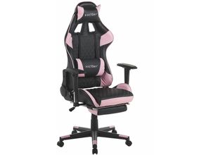 4251682281089 - Beliani - Bürostuhl Schwarz Rosa Kunstleder höhenverstellbar Gaming Stuhl drehbar mit Fußstützen Modernes innovatives Design