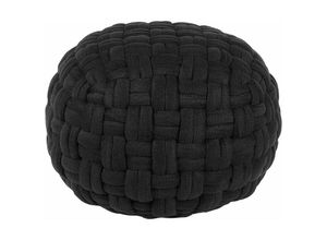 4251682281096 - Beliani - Pouf Schwarz Samtstoff 45 x 35 cm Rund Wohnzimmer Salon Kinderzimmer Schlafzimmer Elegant Modernes Design - Schwarz