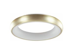 4251682281188 - Beliani - Deckenleuchte Gold Ringform Stahl und Kunststoff mit Integriertem LED-Licht Runde Form Moderne Beleuchtung - Weiß