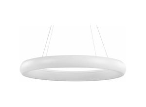 4251682281294 - Beliani - led Hängelampe Weiß Stahl u Acryl ø 60 cm Rund Ringform mit Langem Kabel Modern für Flur Küche Esstisch Wohnküche Hohe Decken Innenräume