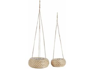 4251682281621 - Beliani - Blumenampel 2er Set Natur aus Seegras Rund im Boho Stil Moderne Hängende Pflanzenkübel Indoor für Wohnzimmer Schlafzimmer Flur - Natürlich