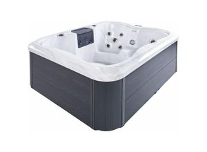 4251682281768 - Beliani - Outdoor Whirlpool Weiß Acryl und Aluminium Rechteckig 180 x 215 cm mit led Hydromassage Schutzhülle für 4 Personen Garten Draußen Terrasse