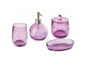 4251682281904 - 4-teiliges Badezimmer-Set Glas Violett Seifenspender Seifenschale Zahnbürstenhalter Becher Eleganter Moderner Stil Badzubehör für wc Toilette - Silber 4251682281904 - 4-teiliges Badezimmer-Set Glas Violett Seifenspender Seifenschale Zahnbürstenhalter Becher Eleganter Moderner Stil Badzubehör für wc Toilette - Silber