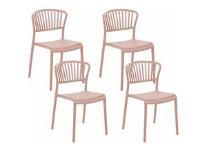 4251682282000 - Beliani - Esszimmerstühle 4er Set in Rosa aus Kunststoff für Innen- und Außenbereich Geeignet Moderner Stil Plastik Gartenstühle für Garten Esszimmer