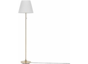 4251682282437 - Stehlampe Messingfarben Weiß Eisen Stoffschirm 148 cm Kegelform Empire Schirm mit Zugschalter Klassisch Stilvoll für Wohnzimmer Schlafzimmer Flur