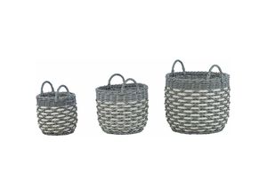 4251682282680 - Blumenkörbe 3er Set Grau und Weiß aus PE Rattan Rund Indoor und Outdoor geeignet Moderne Blumentöpfe - Weiß