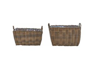 4251682282703 - Blumenkörbe 2er Set Braun aus pe Rattan Geflecht Rechteckig Indoor und Outdoor geeignet Moderne Blumentöpfe - Braun