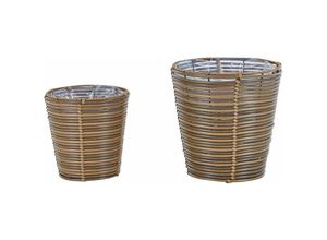 4251682282710 - Beliani - Blumenkörbe 2er Set Braun aus pe Rattan Geflecht Rund Indoor und Outdoor geeignet Moderne Blumentöpfe Boho Stil - Braun