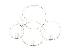 4251682282741 - Wandkerzenhalter Gold Metall 80 cm Rund Geometrisch mit 4 Glaszylindern Industrie Design für Wohnzimmer Schlafzimmer Esszimmer Flur Diele