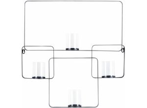 4251682282925 - Beliani - Wandkerzenhalter Schwarz Metall 65 cm Geometrisch mit 4 Glaszylindern Industrie Design für Wohnzimmer Schlafzimmer Esszimmer Flur Diele