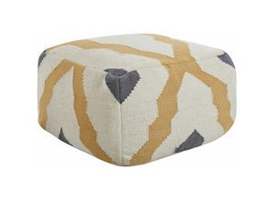 4251682282963 - Beliani - Pouffe Beige   Gelb   Grau aus Wolle mit eps Füllung Quadratisch 56 x 56 cm Wohnzimmer Flur Schlafzimmer Boho-Stil