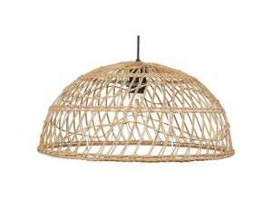 4251682283342 - Beliani - Hängeleuchte Natürlich Beige Rattan Geflochten mit Rundem Schirm Langem Kabel Boho Stil für Esstisch Wohnzimmer Flur Wohnküche - Natürlich