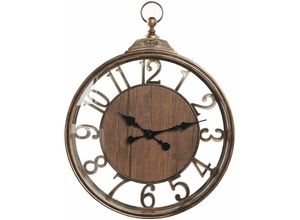 4251682283670 - Beliani - Wanduhr Braun ø 52 cm Rund Arabische Ziffern Taschenuhr Form Traditionell Hängende Wanddekoration für Wohnzimmer Esszimmer Flur - Braun