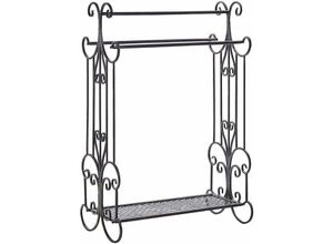 4251682283861 - Beliani - Handtuchständer Schwarz aus Metall 60 x 90 cm mit 3 Stangen Antik Optik Retro Stil Badezimmer Schlafzimmer Wohnzimmer Dekoration
