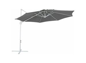 4251682284363 - Beliani - Ampelschirm Dunkelgrau Weiß Polyester achteckig ⌀ 295 cm für Balkon Terrasse Garten - Weiß