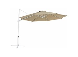 4251682284370 - Beliani - Ampelschirm Taupe Weiß Polyester achteckig ⌀ 295 cm für Balkon Terrasse Garten - Weiß