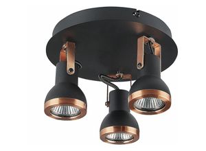 4251682284585 - Deckenlampe Schwarz   Kupfer Metall 3-flammig In Matt Verstellbar Glockenform Industrie Look Modernes Design