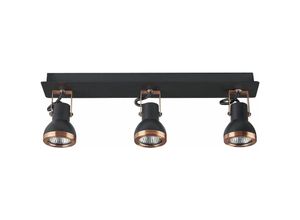 4251682284608 - Beliani - Deckenlampe Schwarz   Kupfer Metall Rechteckig 3-flammig In Matt Verstellbar Industrie Look Modernes Design - Kupfer