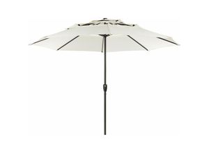 4251682284875 - Sonnenschirm Beige Stoff ⌀ 285 cm Achteckig 3-lagig mit Kurbel Winddach Stahlgestell Modern Marktschirm Garten Balkon Terrasse Ausstattung - Schwarz