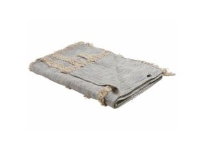 4251682285612 - Kuscheldecke Beige und Grau Baumwolle 130 x 180 cm Handgefertigt mit Muster Abstrakt Quasten für Bett Sofa Couch Sessel Schlafzimmer Wohnzimmer - Grau