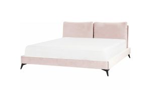 4251682286312 - Beliani - Polsterbett Rosa 180 x 200 cm Samtstoff Mit Lattenrost Elegant Modernes Design