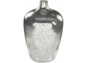 4251682286589 - Beliani - Blumenvase Silber 40 cm aus Glas mit glänzender Oberfläche Handgefertigt Wohnartikel Wohnung Zubehör Dekogefäß Rund Modern Glamourös Modern