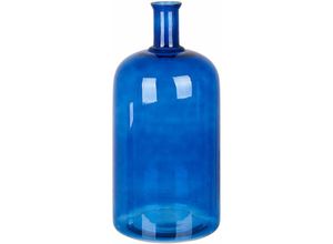 4251682286596 - Beliani - Blumenvase Blau 45 cm aus Glas mit glänzender Oberfläche Wohnartikel Wohnung Zubehör Dekogefäß Rund Modern Glamourös - Blau