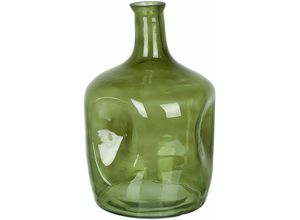 4251682286718 - Beliani - Blumenvase Olivgrün Glas 30 cm Groß mit Schmalem Hals Getönt Handgefertigt Flaschenform Deko Accessoires Wohnzimmer Schlafzimmer Flur Kamin