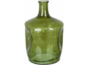 4251682286725 - Beliani - Blumenvase Olivgrün Glas 35 cm Groß mit Schmalem Hals Getönt Handgefertigt Flaschenform Deko Accessoires Wohnzimmer Schlafzimmer Flur Kamin