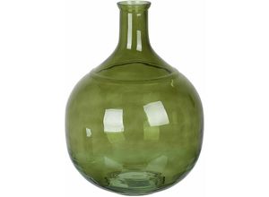 4251682286732 - Beliani - Blumenvase Olivgrün Glas 34 cm Groß mit Schmalem Hals Getönt Handgefertigt Flaschenform Deko Accessoires Wohnzimmer Schlafzimmer Flur Kamin