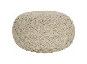 4251682287470 - Beliani - Pouf Beige Baumwolle ⌀ 50 cm Rund Geflochten Makramee Strickhocker Strickpouf Boho für Wohnzimmer Kinderzimmer Schlafzimmer Deko Haushalt