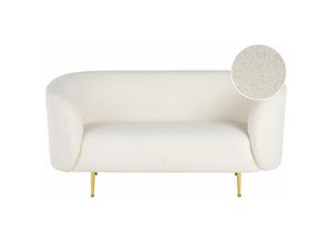 4251682287500 - Beliani - Sofa Weiß Bouclé Stoffbezug 2-Sitzer mit Armlehnen Metallgestell in Gold Glamouröser Edler Stil Wohnzimmer Salon Esszimmer Flur