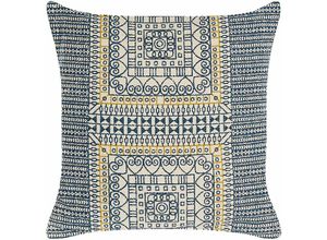 4251682287685 - Beliani - Dekokissen Mehrfarbig Baumwolle mit Polyester-Füllung 50 x 50 cm geometrisches Muster Boho-Stil Accessories Wohn- u Schlafzimmer - Weiß