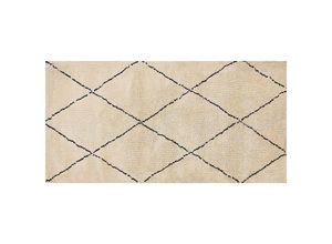 4251682287739 - Beliani - Shaggy Teppich Beige Schwarz Polyester 80 x 150 cm Hochflor Rauten Rechteckig für Wohnzimmer Schlafzimmer