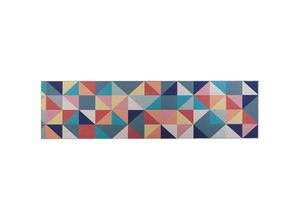 4251682288248 - Beliani - Teppich Läufer Bunt Polyester 80x300 cm Geometrisches Muster Modernes Design Kurzflor für Wohnzimmer Schlafzimmer Flur