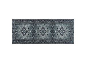 4251682288491 - Teppich Läufer Grau Stoff 80x200 cm Rechteckig mit Blumenmuster Orientalisch Rutschfest Vintage Orientteppich Vorleger Flur Küche Schlafzimmer