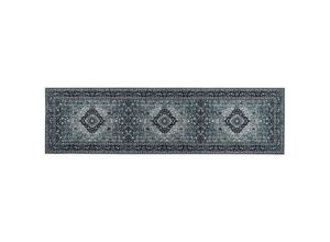 4251682288507 - Teppich Läufer Grau Stoff 80x300 cm Rechteckig mit Blumenmuster Orientalisch Rutschfest Vintage Orientteppich Vorleger Flur Küche Schlafzimmer