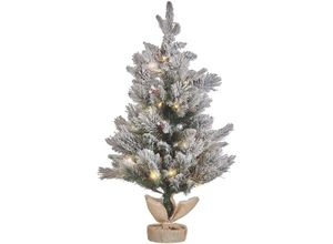 4251682289061 - Künstlicher Weihnachtsbaum Grün 90 cm im Jutesack mit LED Beleuchtung Gefrostet Kleiner Baum Weihnachtsdeko